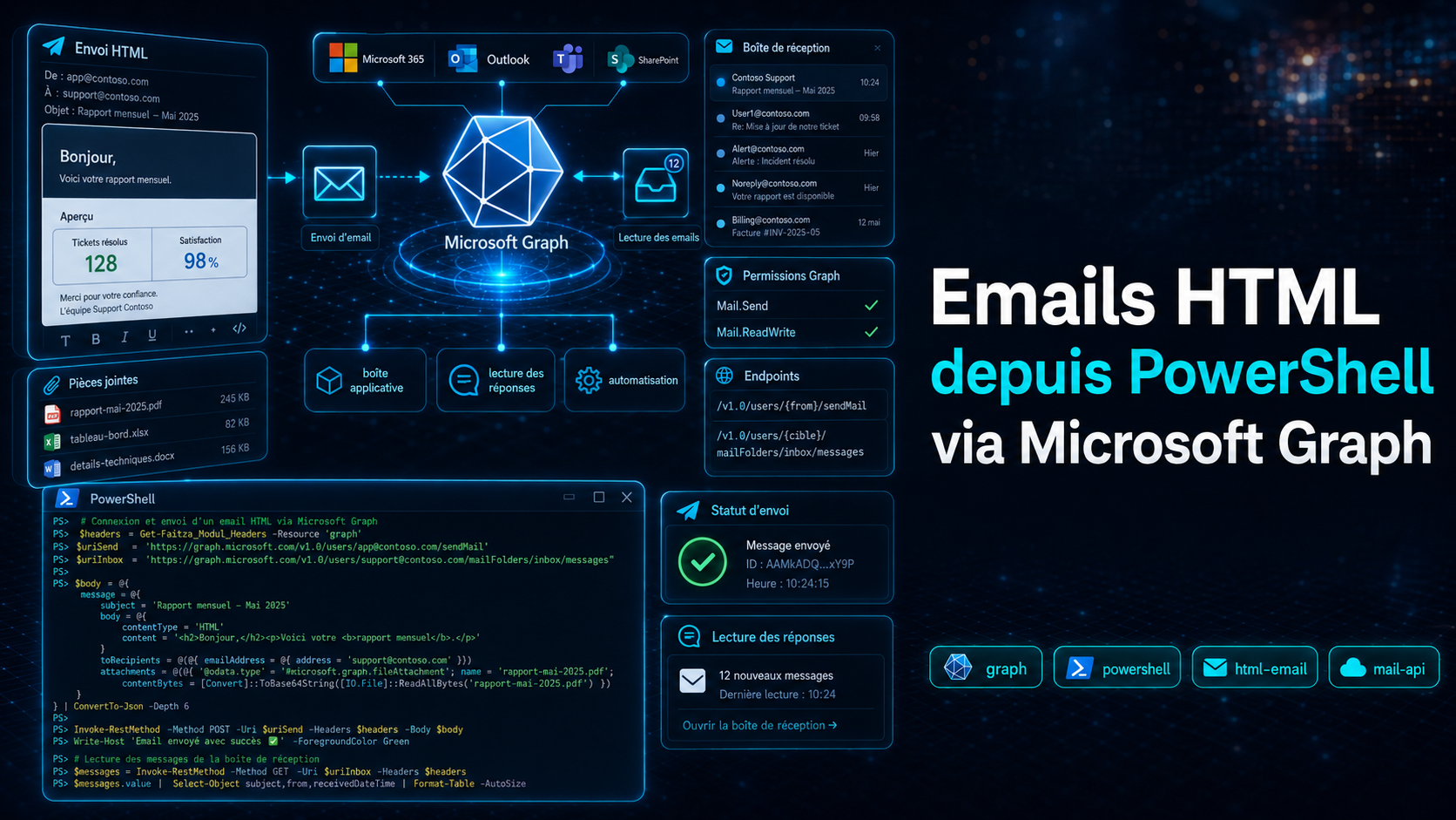 Emails HTML PowerShell Microsoft Graph